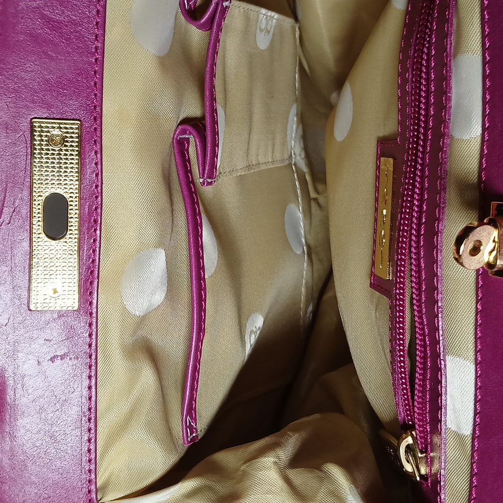 π Tosca Blu Bright Fuchsia Leather Shoulder Bag Structured and Chic 2-Way - Picture 11 of 11